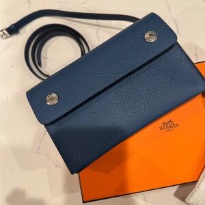 Hermès Hermes Snap Wallet To Go Marine Epsom Palladium Hardware Crossbody